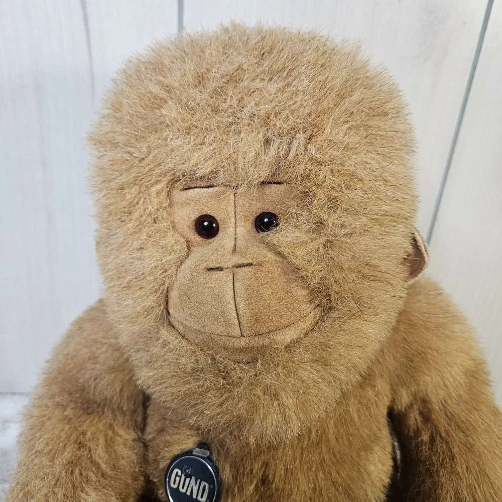 Vintage 85 Gund Orangutan Plush Stuffed Animal Faux Leather Paws Face Limited Ed